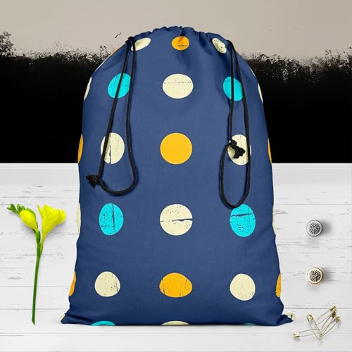 Image of ArtzFolio Polka Pattern | Reusable Sack Bag | Bag for Gym, Storage, Vegetable & Travel