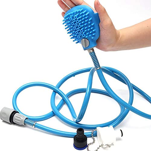 yufana 2 in 1 Hundedusche Haustier Duschkopf with Bürste, Haustier Badewerkzeug Duschkopf für Hunde mit Bürste Hunde Duschkopf Hund Reinigung Dusche Sprayer,for Dog Cat Brushes Massage(2.5m,Blau)