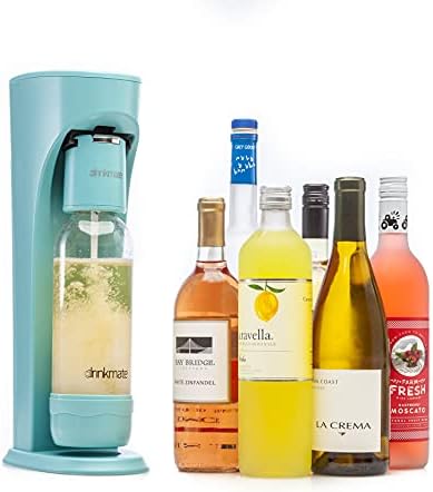 DrinkMate OmniFizz Sparkling Water and Soda Maker, Carbonates Any Drink Includes 1L Re-usable BPA-Free Carbonating Bottle, Two 60L CO2 Cylinders and Patented Fizz Infuser (Arctic Blue)