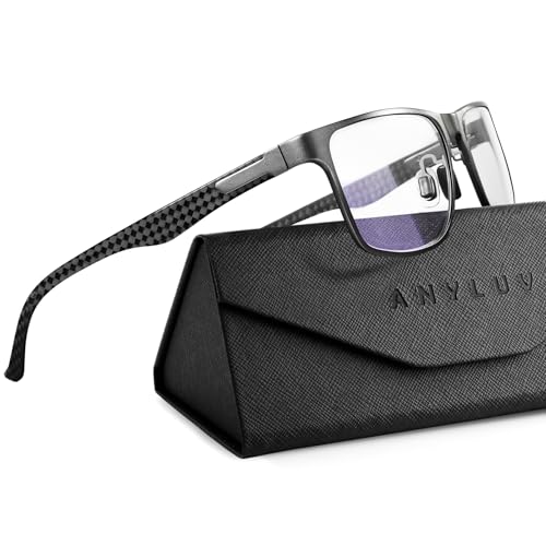 Image of ANYLUV Reading Glasses Men, Relieve Eyestrain and Eye Protection, Al-Mg Metal Computer Blue Light Blocking Glasses
