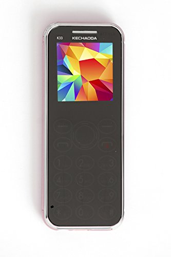 Kechaoda K33 Slim Card Size Light Weight and Stylish Dual Sim GSM Mobile Phone With External Memory Slot 1.44 Inch Display Rear VGA Camera With Flash Light Bluetooth Dialer 800 mAh Big Capacitive Battery 3.5 mm Audio Jack (Only Mobile Phone & Charging Cable in Box, NO CHARGER OR EARPHONE) (Rose Gold)