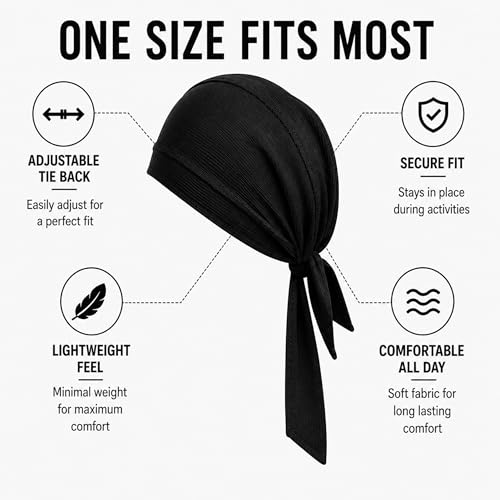 Image of GG BAI Cottrise Sikh Religious Patka Headwear Sweat Wicking Doo Rag Cooling Dew Rag Helmet Liner Hat Large Motorcycle Head Wrap Bandana Skull Caps for Men and Women