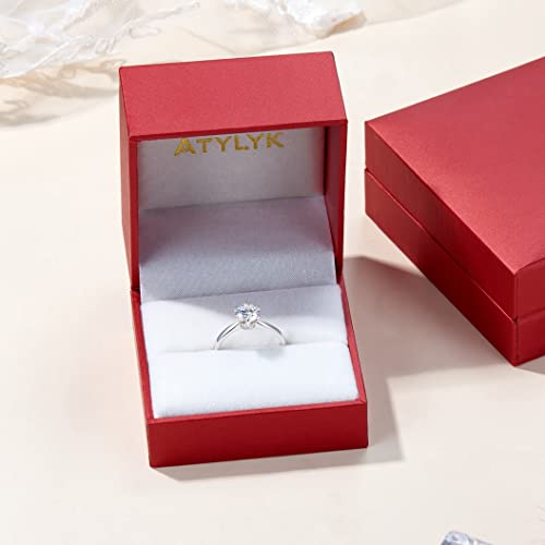Atylyk 1 Carat Moissanite Adjustable Engagement Ring Wedding Promise 925 Sterling Silver Solitaire Rings For Women (Pure Love) #TOP6
