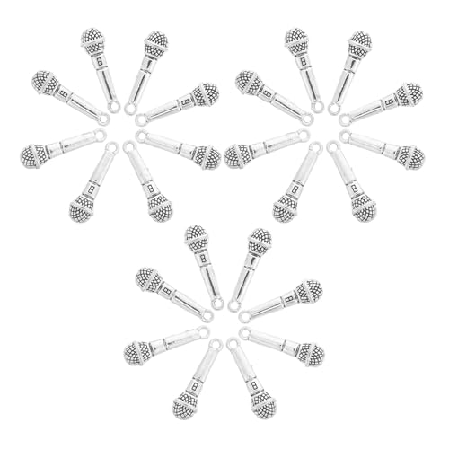 Genérico Colgantes de Micrófono de Aleación Antigua para Pulseras y Joyería DIY 20 Piezas de 265X7 MM Dijes para Manualidades y Accesorios de Microfonía Vintage