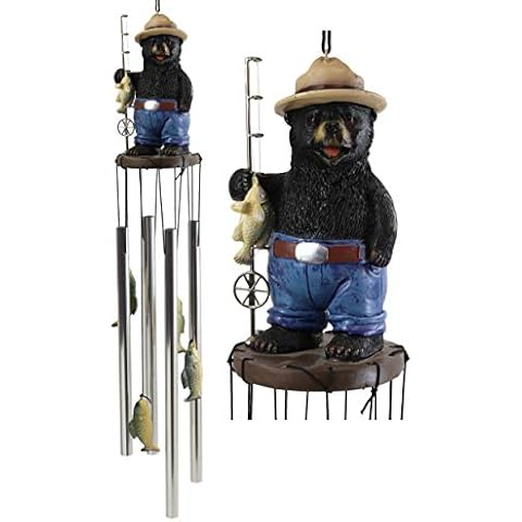 Ebros Gift Rustic Black Bear Wind Chime Cover