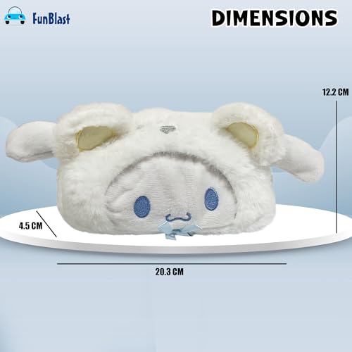 Image of FunBlast Fur Pencil Pouch for Girls - Cute Cartoon Animal Pouch, Multi-Purpose Zipper Case for School Kids, Cosmetic Pouch for Girls, Coin & Travel Pouches for School /Office (White-B)