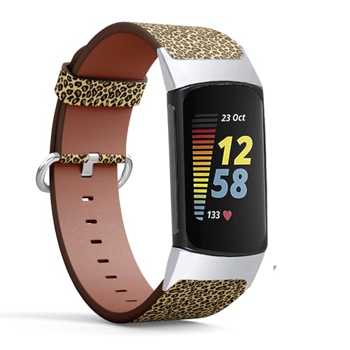 Bracelet de montre Fitbit Charge 6 et 5 en cuir imprimé léopard - 2