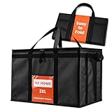 NZ home Insulated Food Delivery Bag (3XL) Thermal Bag, Cooler Bag for Grocery Shopping, Hot & Frozen Food Takeaway, Reusable, Foldable & Heavy Duty (Black)