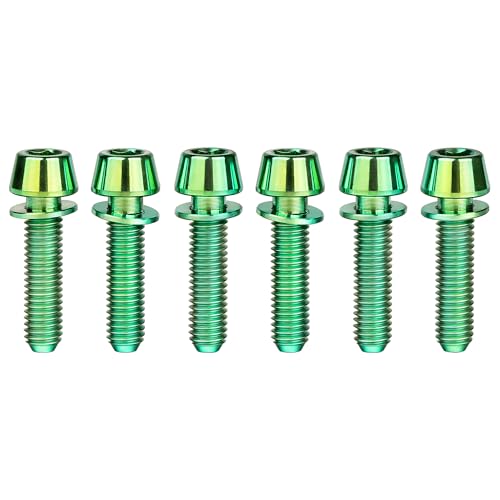 Image of Titanium Ti Allen Hex M5x16 18mm Tapered Head Bolt with Washer Screw for Bicycle Stem Parts Pack of 6 (Green, M5x18mm)