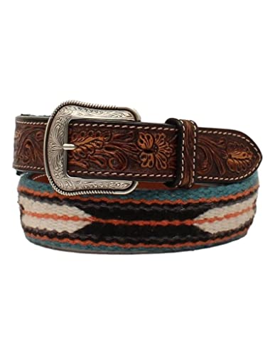 3D Western Belt Mens Wool Blanket Tooled Tabs Leather D100013102