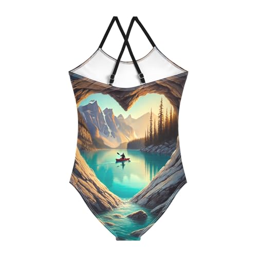 Heart Lake Blue Swimsuit for Girls Bathing Suit One Piece Swimsuits Summer Beach Swimwear2