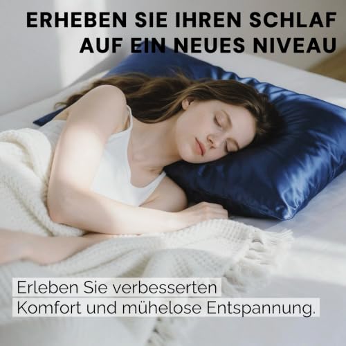 Ravmix Seidenkissenbezug 40x80 Maulbeerseide, für Haar & Haut, Marineblau – Ansicht 4