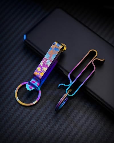 Image of KeyUnity KM00 Titanium Belt Loop Keychain Clip Double Side Quick Release Key Holder with Detachable Key Ring