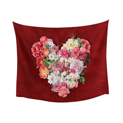 Alla hjärtans dag Tapestry vägg hängande kärlek hjärta blomma tapet för sovrum vardagsrum 150x130cm, Alla hjärtans dag dekoration
