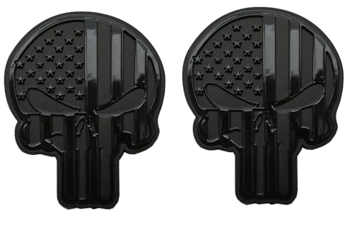 Emblemas de calavera 3D de metal negro mate para camiones y coches personalizados