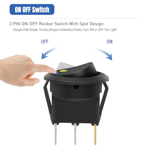Image of Nilight 12PCS Round Rocker Switches 12V 24V 20A Yellow LED Toggle swtiches