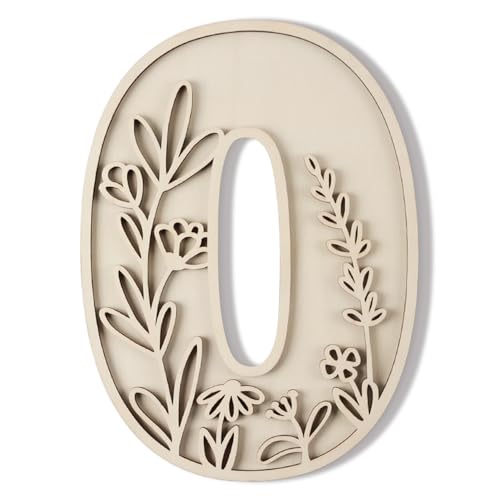 Image of Layered 12 Inch Large Wooden Letters for Wall Decor, Flowered Paintable Wooden Nursery Letters for Crafts Wood Alphabet Letter O for Birthday Boho Nursery Name Sign Wedding Home Decoration