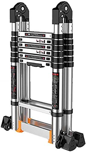 JLDN Telescopic Ladder Aluminum Alloy, Telescoping Extension Ladder Portable for Household Daily Industrial or Emergency Use,1.7+1.7m/5.5+5.5ft