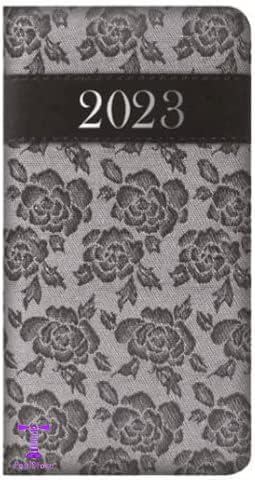 2023 Slim Week to View Vintage Flowers & Typo Designer Diary (Pink)