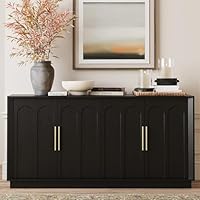 FORTUNETEC Sideboard Buffet Cabinet with Storage, Modern Accent Cabinet with Arched Doors, Boho Modular Media Console, 67\" Large Minimalist Credenza for Living Room Kitchen Dining Room Entryway