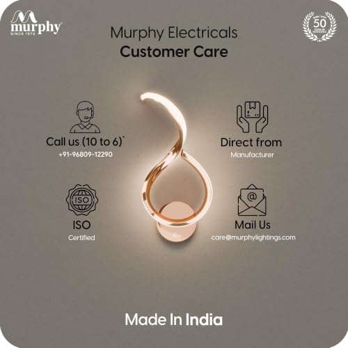 Image of Murphy Luxora Elegant LED Wall Lamp for Home - 2 Years Warranty - Modern Aluminium Light with 3 Color Modes (Rose Gold, Pack of 1)