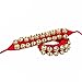 Dancing Bells Anklet Ghungroo with Colored Cushion Pad 2 Line with (20+20) Bells Best For Indian Classical Dance, Indian Style Brass Ankle Bells (RED)