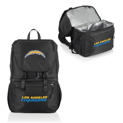 PICNIC TIME NFL Los Angeles Chargers Tarana Backpack Cooler Made with Recycled Material, Soft Cooler Backpack, Upcycled Cooler Bag, (Carbon Black)