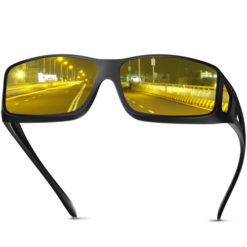 Night Driving Glasses for Men Women Fit Over Sunglasses Anti Glare