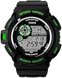 Men's Digital Black Sports Watches Large Face Waterproof Dual Time Stopwatch Alarm LED Back Light...