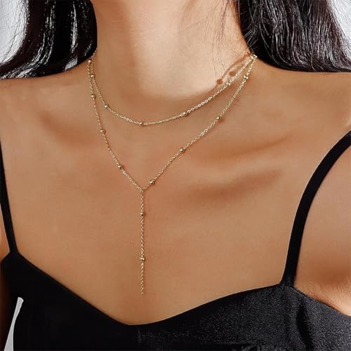 Collier perles double couche anti-nœuds pour sublimer le cou