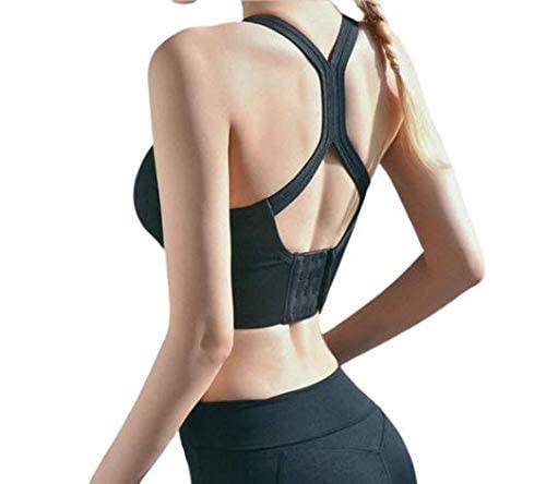 Image of Fashiol Women's Lightly Padded Racerback Sports Bra Criss Cross Back Crop Tank Top for Workout /Yoga & Exercises |Black 32
