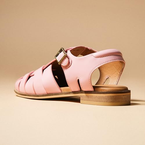 Image of Theater Tourist Woven Sandals for Women | Closed-Toe Fisherman Style | Adjustable Buckle Strap | Casual Everyday Flats