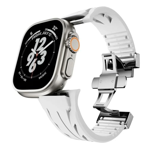 Bracelet caoutchouc fluoré Apple Watch 45mm, le confort absolu du bureau au sport intense