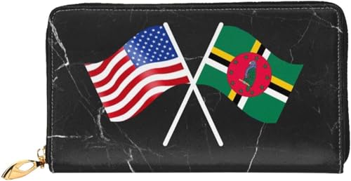 American And Dominica Flag Wallet Card Bag