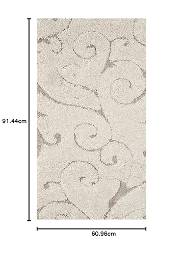 Safavieh Florida Shag Collection Shaggy Rug for Living Room Dining Room Bedroom High Pile Cream and Beige 24 x 36 Inch - Image 2