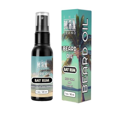 The Man Brand Bay Rum Beard Oil for Men Natural Beard Oil with Rich Bay Rum Scent for Beard Conditioning and Care, Soften and Hydrate with Leave-In Formula (1 Ounce)