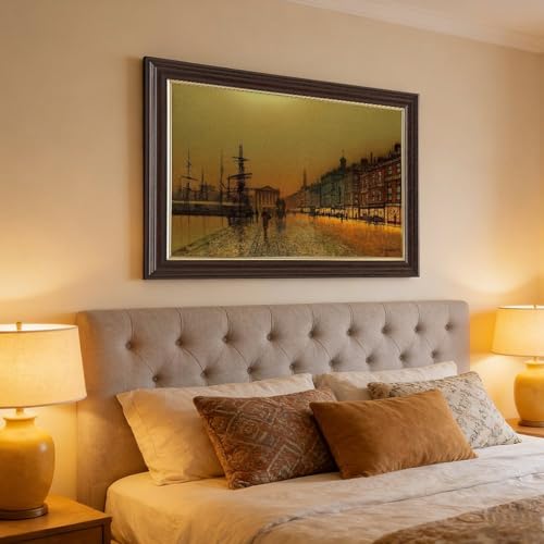 Impression sur toile Greenock Harbour John Atkinson, cadre suspendu déco murale