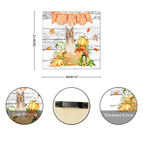 Plaque murale en bois Fall Pumpkins 30x30 cm décor rustique pour bureau