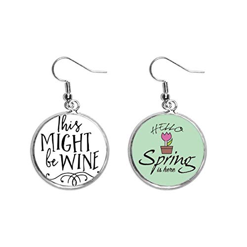 Pendientes de primavera mujer con colgante decorativo de vino y encaje