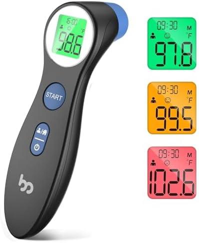 Forehead Thermometer for Adults and Kids, Digital Touchless Thermometer for Baby, Infants and Toddlers, 3 Color Fever Alarm,1s Fast Accurate Reading, Non Contact