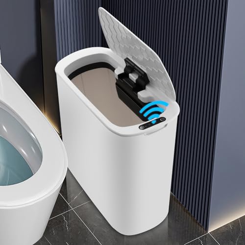 Cesto de basura automático para baño con sensor de movimiento, tapa sellada y recargable