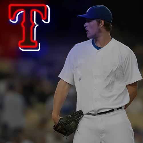 Image of Baseball Neon Sign for Wall Decor Rangere Baseball LED Light Up Sign Baseball Wall Decor Sports Neon Lights for Club Bedroom Man Cave Bar Sports Gifts for Men Boys Fans,Size 14.6 * 12.8 in(FMXD148)