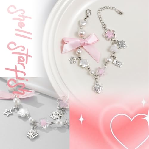 Image of SANNIDHI Crystal Bracelet for Girls Stylish Double Layer Pearl Crystal Bead Bracelets Jewelry with Cute Pendant Charm, Bracelet for Kids Women Ideal Gift for Girls