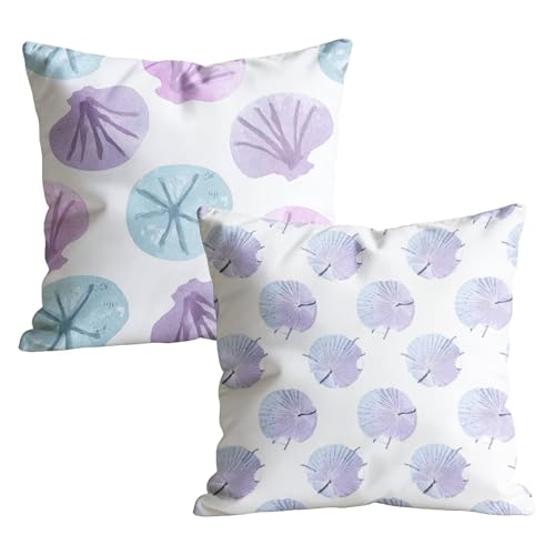 Juego de 2 Funda Cojin 60 x 60 cm Impermeables Lino, Fundas de Almohada Decoracion con Estampado Caparazón de Doble Cara, Cojines Sofa para Sofá, Jardín y Terraza, Decor de Pascua, Púrpura M-w-9541