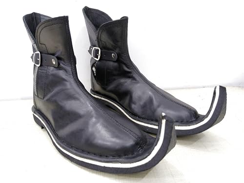 Medieval Leather Poulaines Boots, Black Fantasy Cosplay Shoes, Curved Pointed Toe3