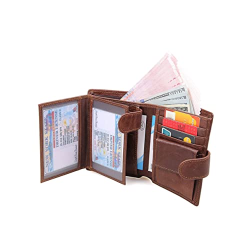 Mens Genuine Leather Bifold Wallet Retro Multi Card Purse Coffee Color Casual Clutch for Office and Daily Use with Capacity and Secure Card Holder4