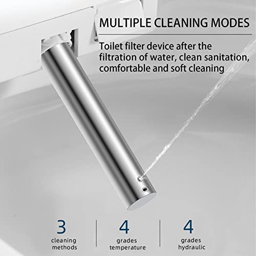 One Piece Smart Bidet Toilet Seat With Warm Water, Heated Bidet With Auto Sensory Closing Seat Remote Control, Wash Functions,Dual-Mode Flip, Air Purification, Hip Cleaning Drying #TOP3