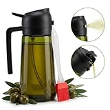 Suma Smart Aceitera Spray Pulverizador y Dispensador Aceite, vertedor de aceite de vidrio verde a prueba de luz capacidad 470 ml para cocina, freidora de aire, ensalada y barbacoa