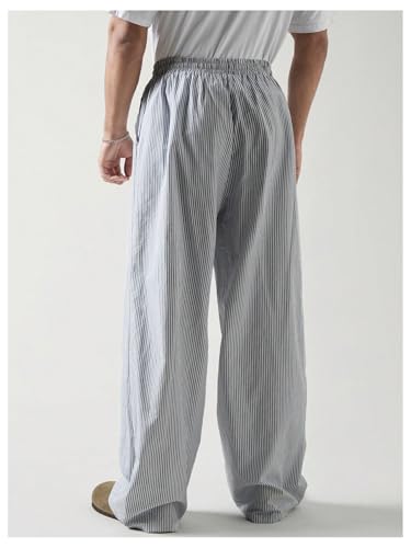 OYOANGLE Men's Striped Print Drawstring Pants Lightweight Beach Yoga Trouser Vacation Slacks Pants2