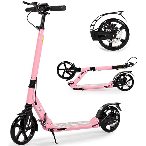 Faltbarer Tretroller für Kinder im Alter von 8-12 Jahren, 200 mm große Räder Roller für Erwachsene mit Scheibenbremsen, Erwachsenen-Scooter mit Tragegurt und höhenverstellbar für Jugendliche 11-15
